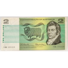 AUSTRALIA 1966 . TWO 2 DOLLARS BANKNOTE . COOMBS/WILSON . FIRST PREFIX FAA